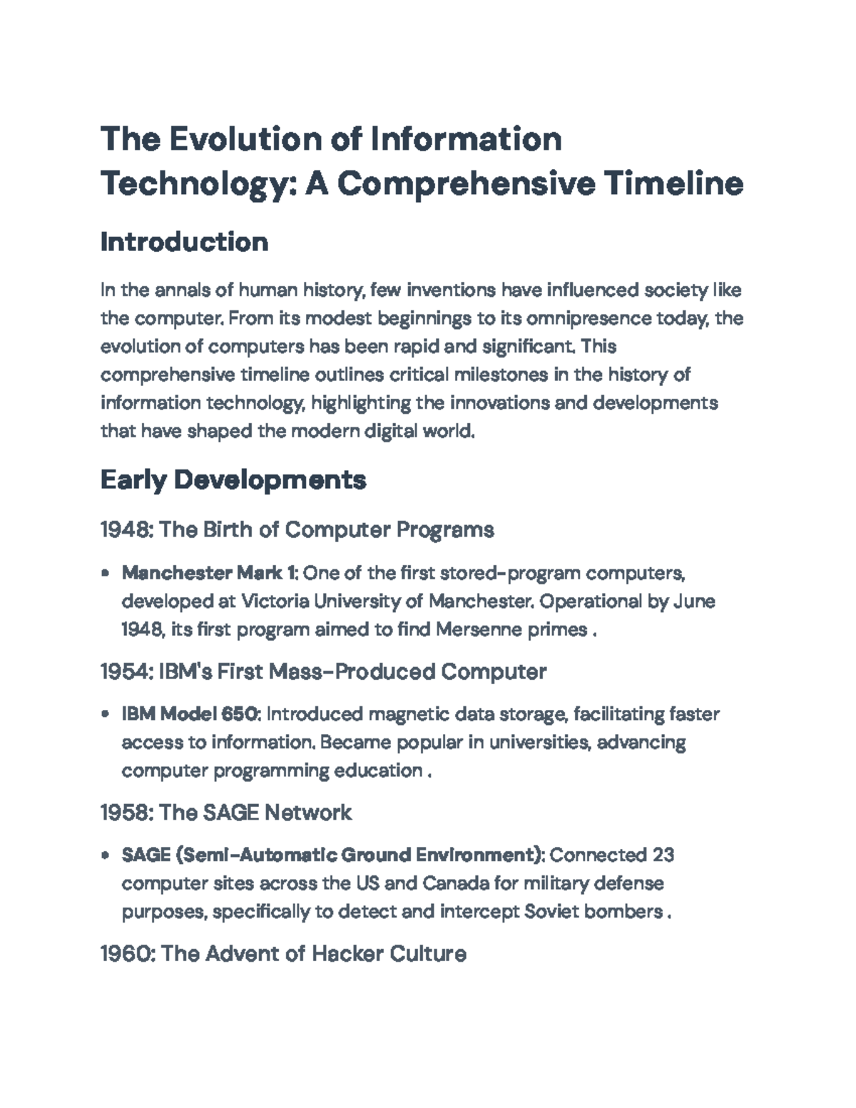 IT 101: Comprehensive Timeline of Information Technology Evolution ...