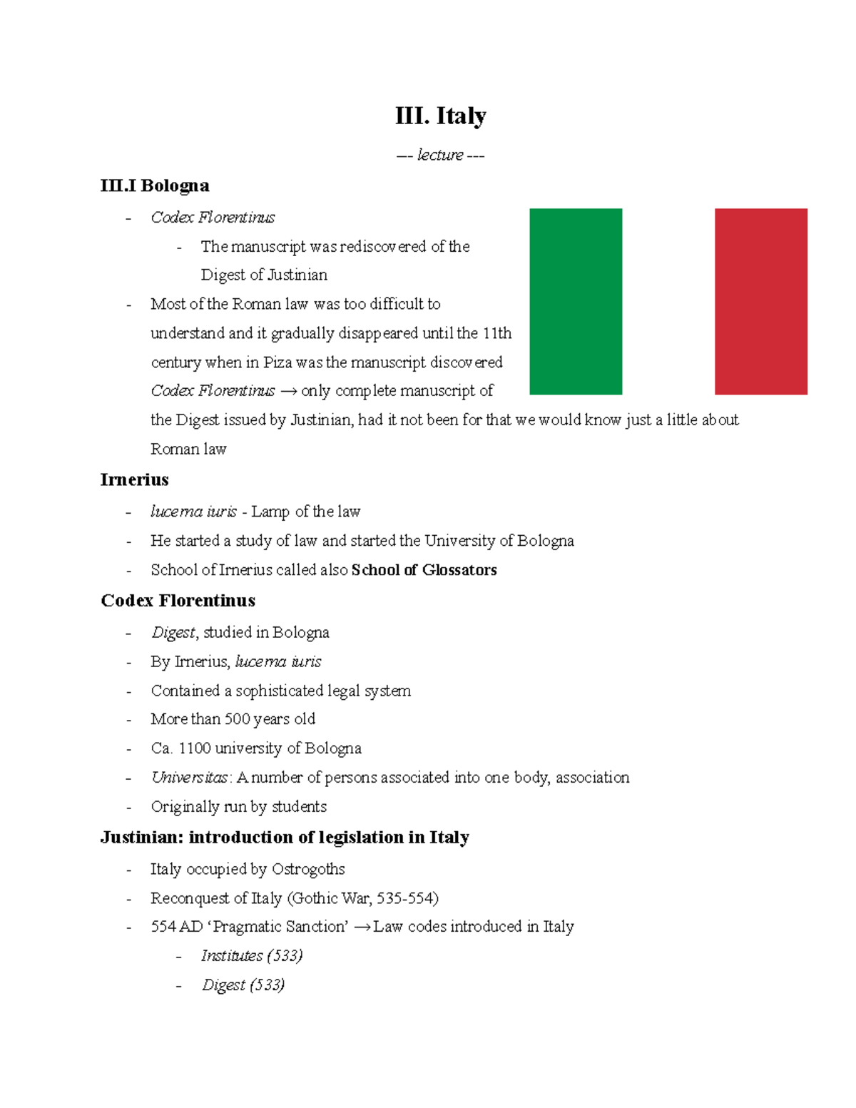 W3 LH Lecture Notes: Legal History and the University of Bologna ...