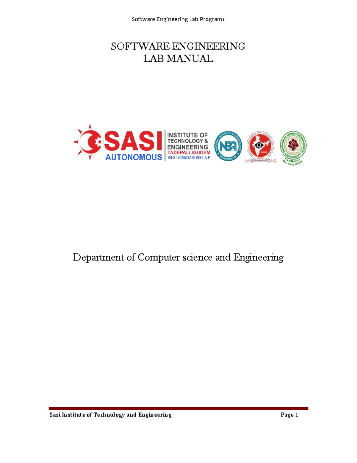 CST SE Lab 22-23: Software Engineering Lab Programs Manual - Studocu