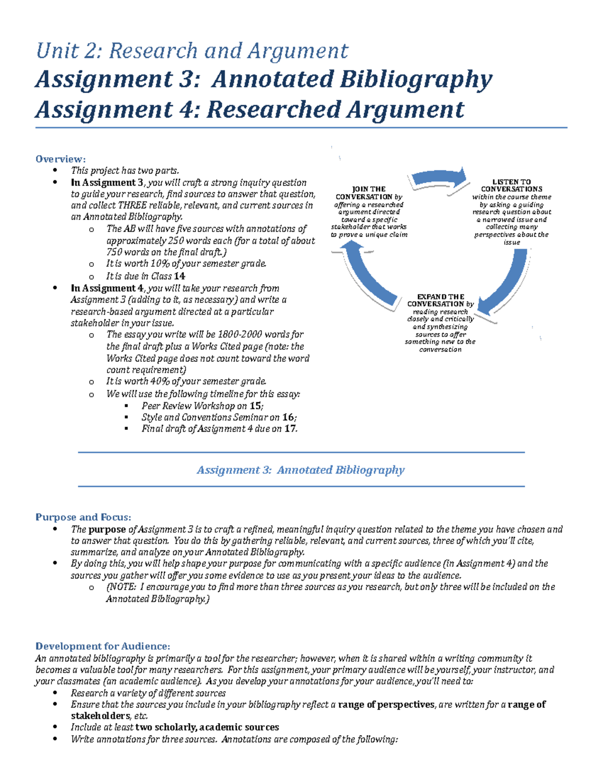 Assignment 3 and 4 Annotated Bib Researched Argument 1 1 - Unit 2 ...