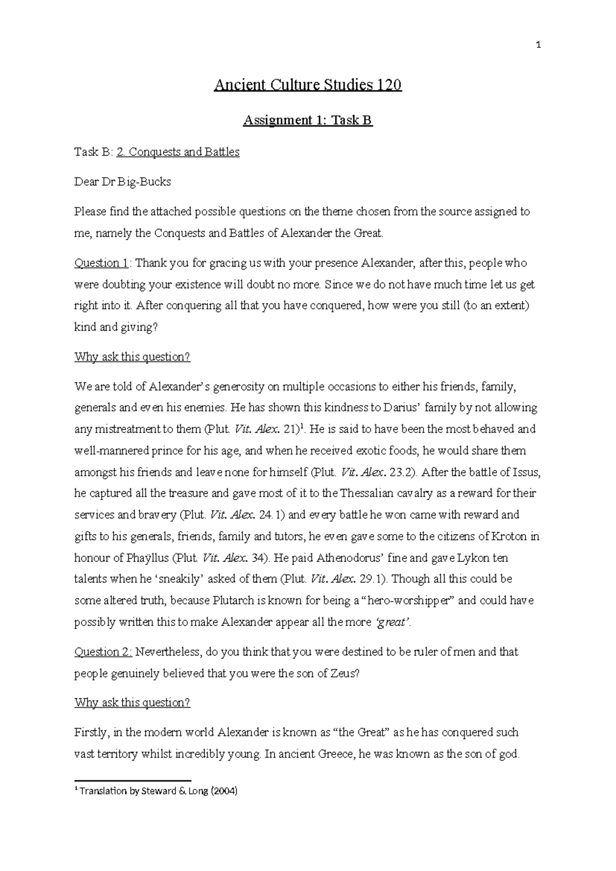 2. Conquest and Battles - Ancient Culture Studies 120 Assignment 1 ...
