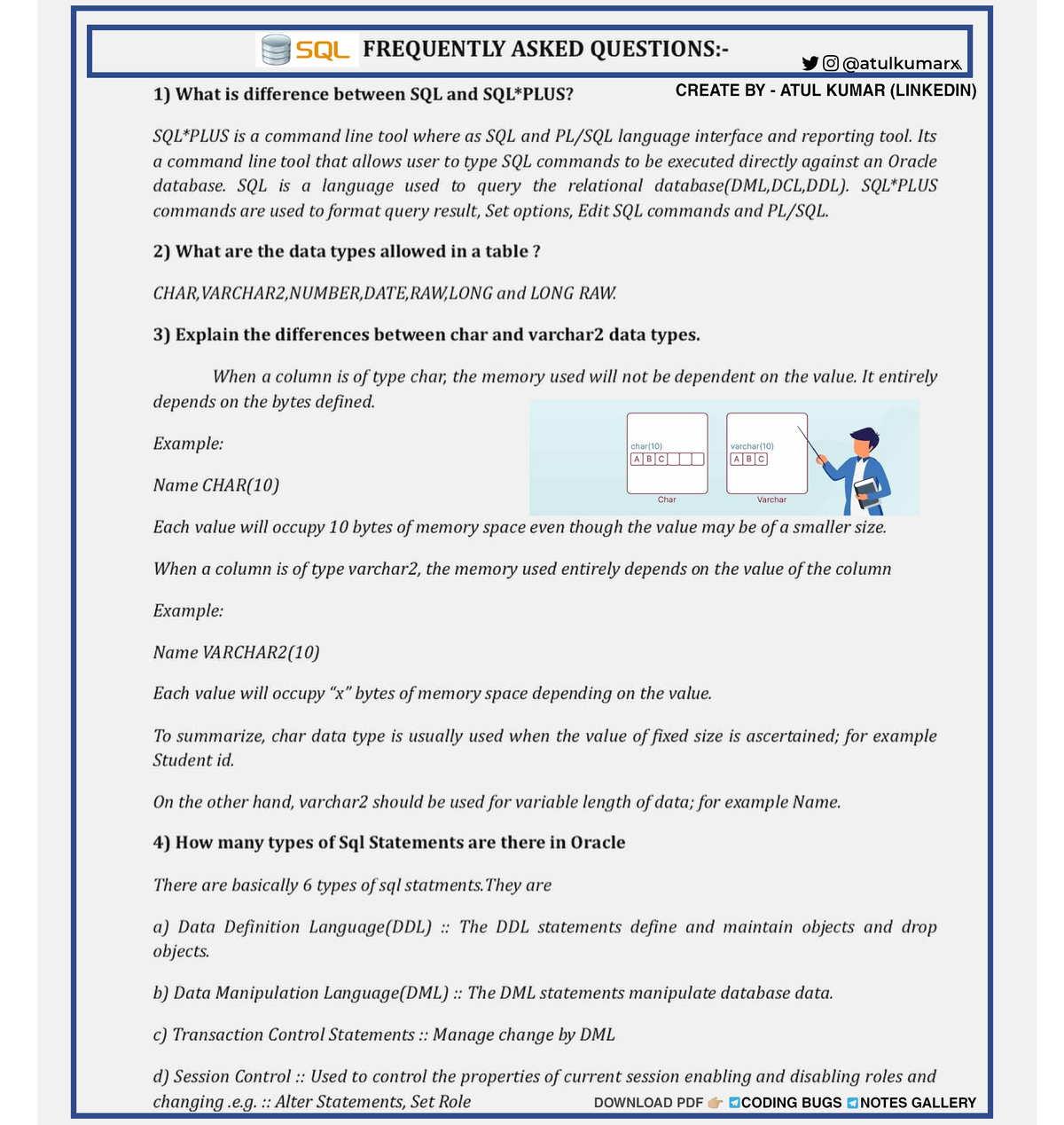 SQL Frequent Asked Interview Questions - B.Tech CSE (2nd Year) - Studocu