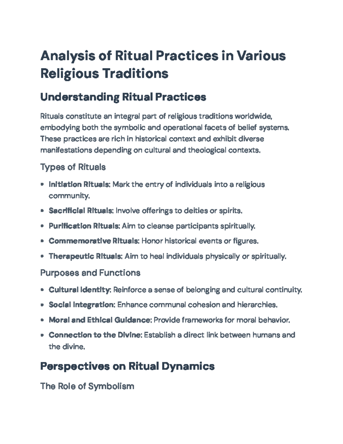 Comprehensive Analysis of Ritual Practices in Religious Traditions ...