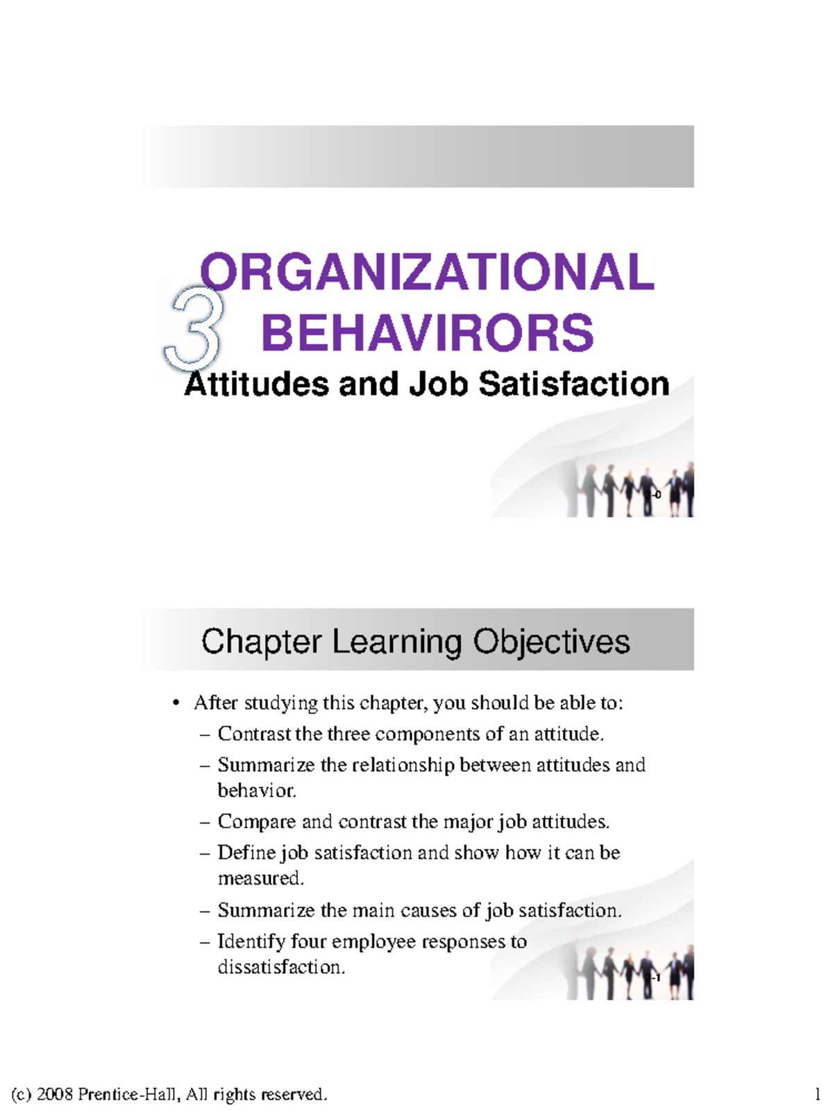 Chapter 3: Organizational Behaviors - Attitudes & Job Satisfaction ...