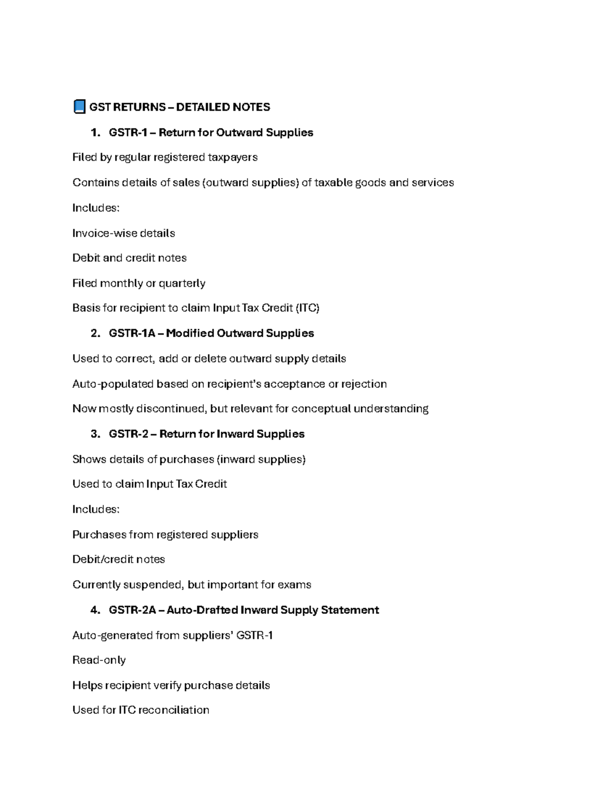GST Final Notes: Comprehensive Overview of GST Returns and Procedures ...