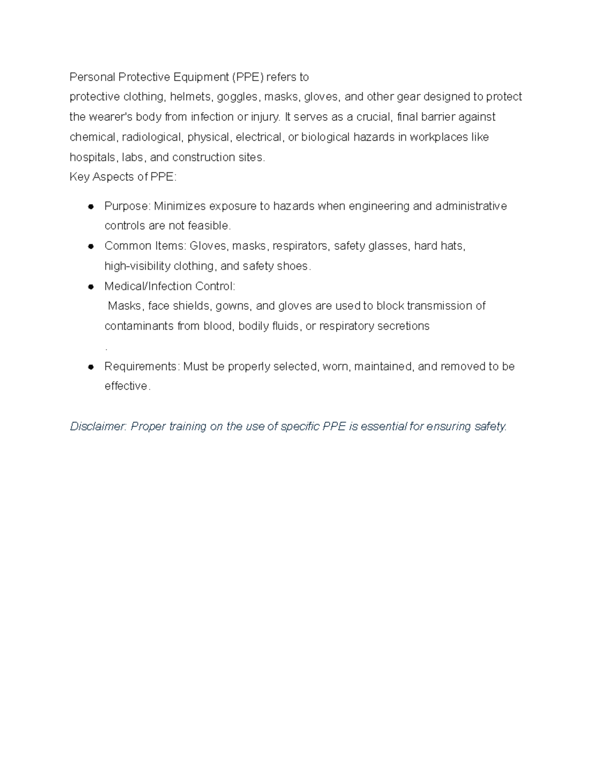 PPE Overview: Importance, Types, and Safety Guidelines - Studocu