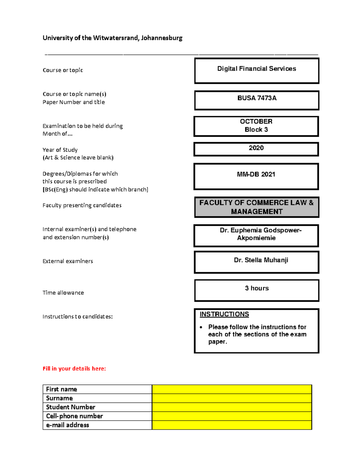 BUSA 7473A DFS Exam Paper - Digital Financial Services October 2021 ...
