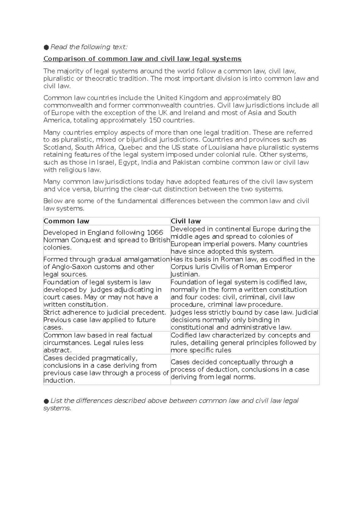 Differences between common law and civil law systems - Read the ...