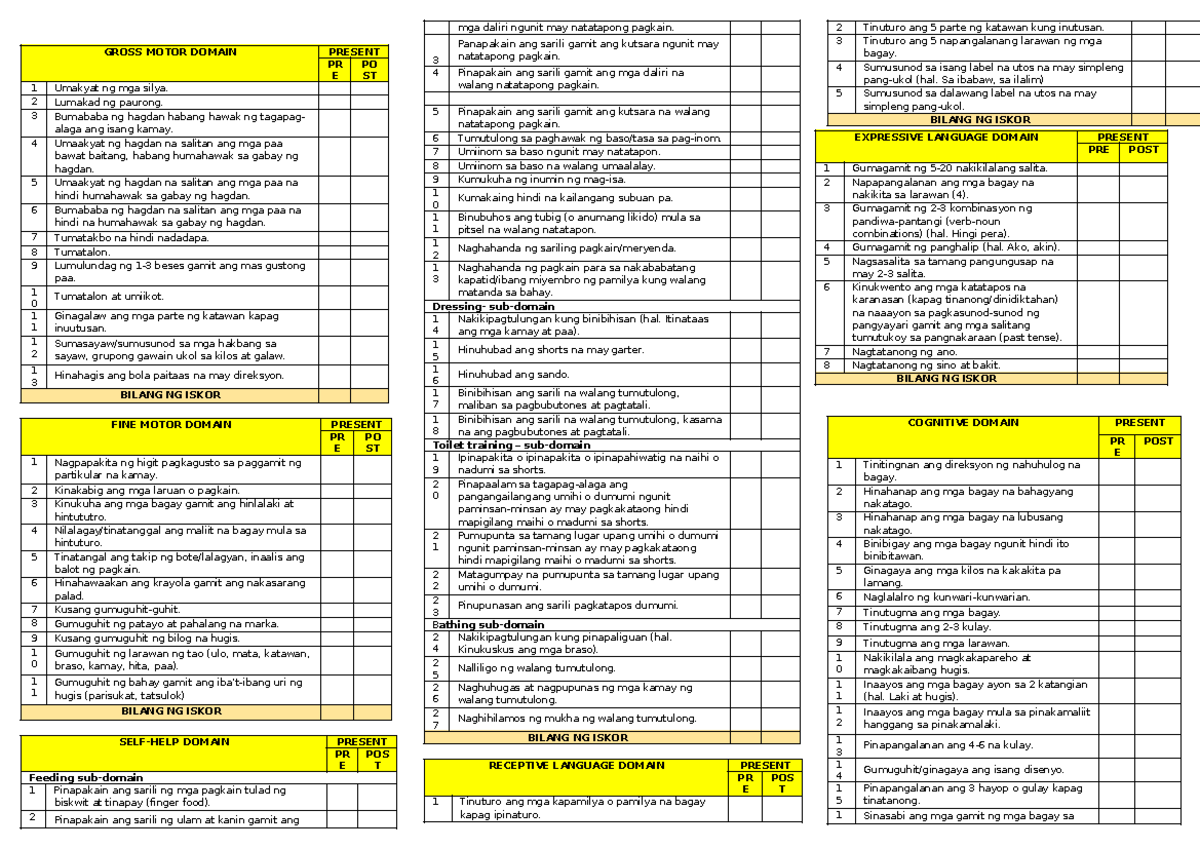 ECD Checklist for Kindergarten: Gross & Fine Motor Skills Assessment ...