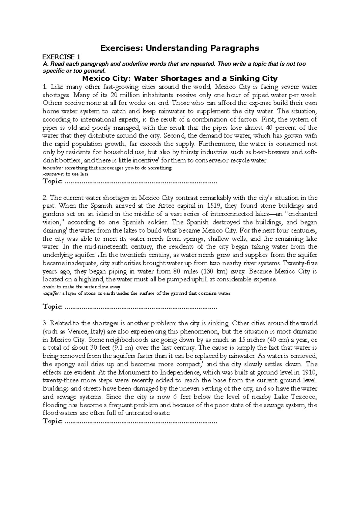 Exercises understanding paragraphs - Exercises: Understanding ...