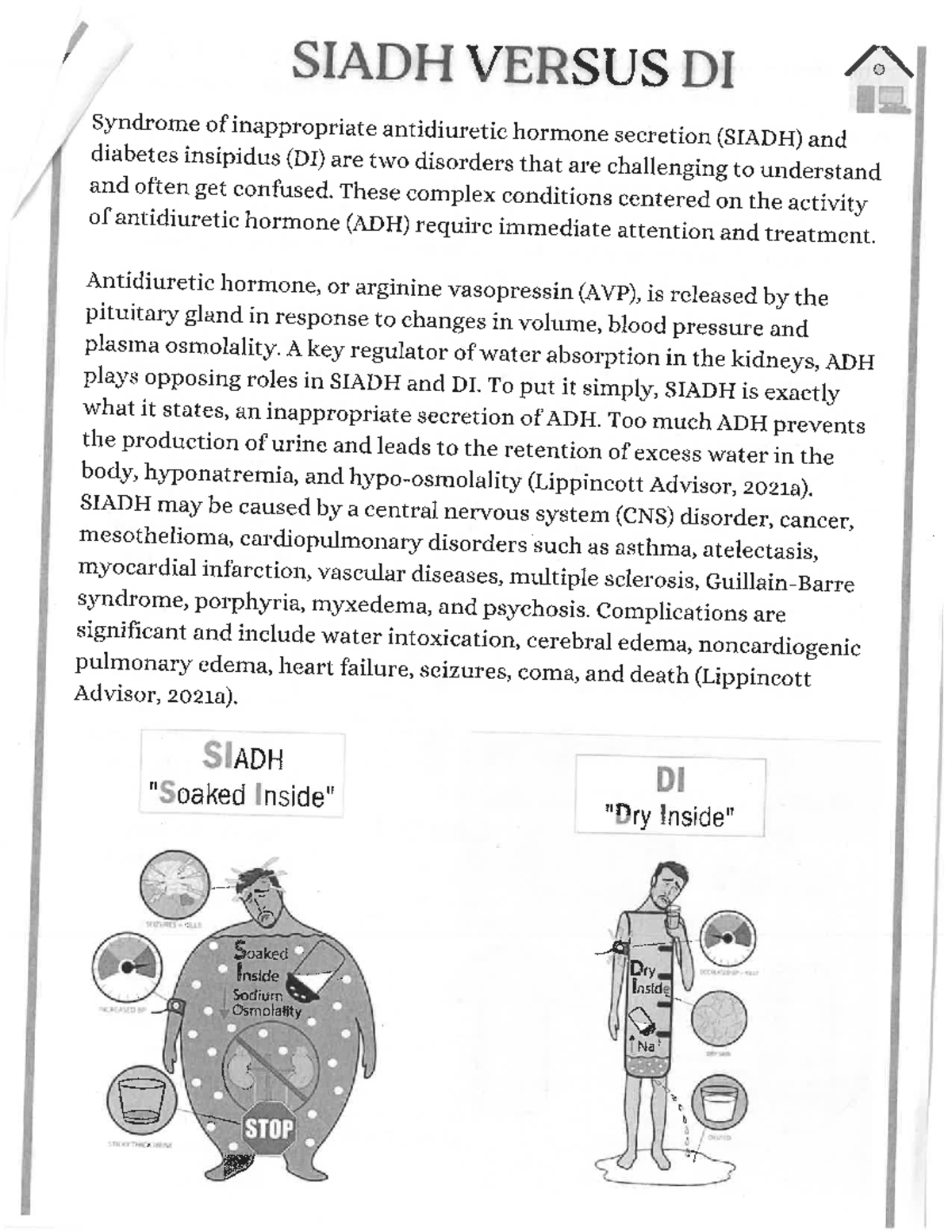 SIADH vs DI: Understanding Antidiuretic Hormone Disorders - Studocu