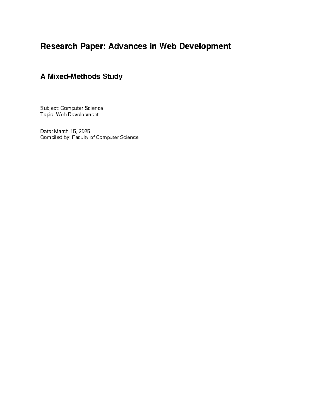 Research Paper: Advances in Web Development (CS 101) - Studocu