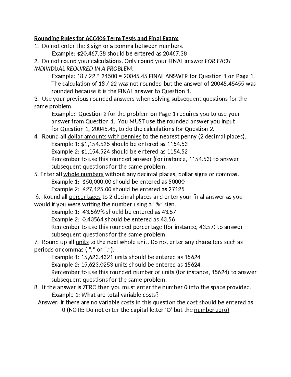 ROUNDING FOR ACCT - Rounding Rules for ACC406 Term Tests and Final Exam ...