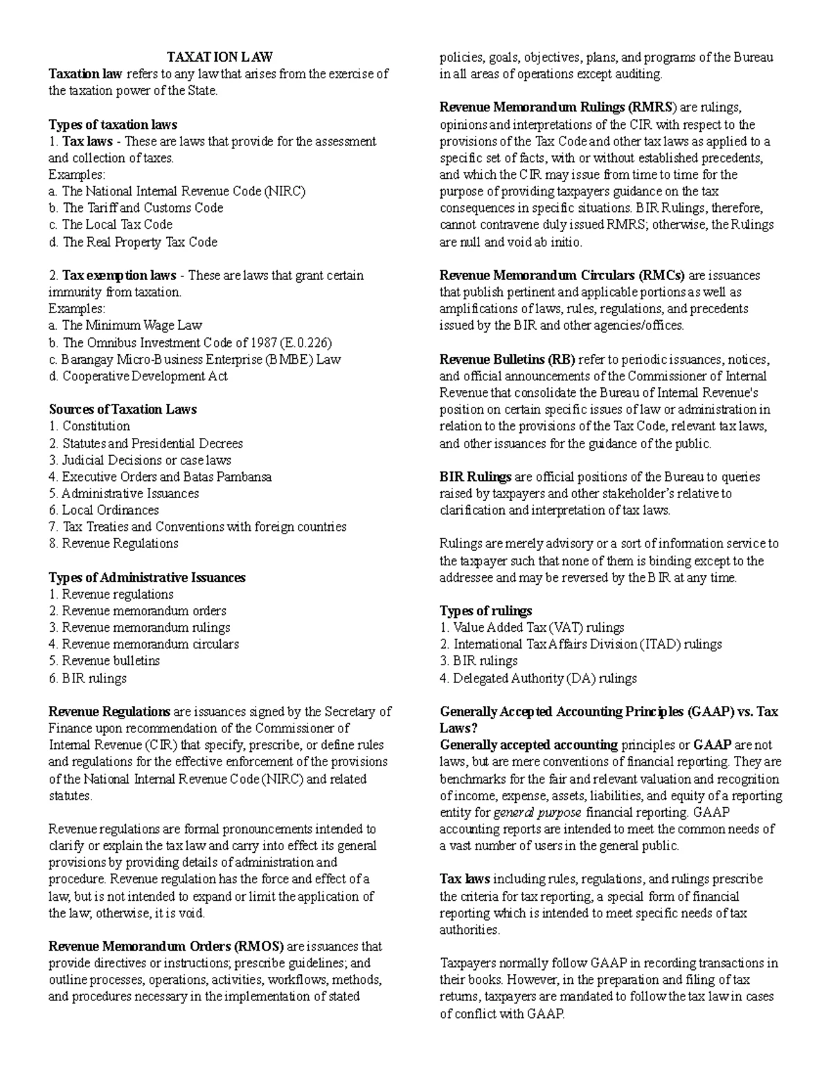 TAX 001 Chapter 2 - Overview of Income Taxation in the Philippines ...