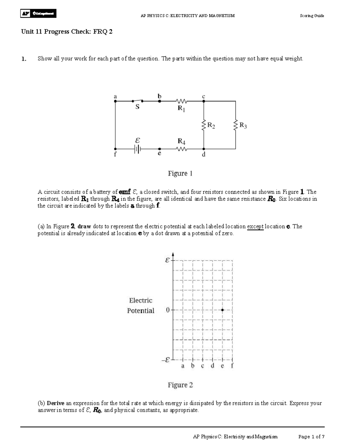 AP PHYSICS C: ELECTRICITY AND MAGNETISM Unit 11 Progress Check FRQ 2 ...