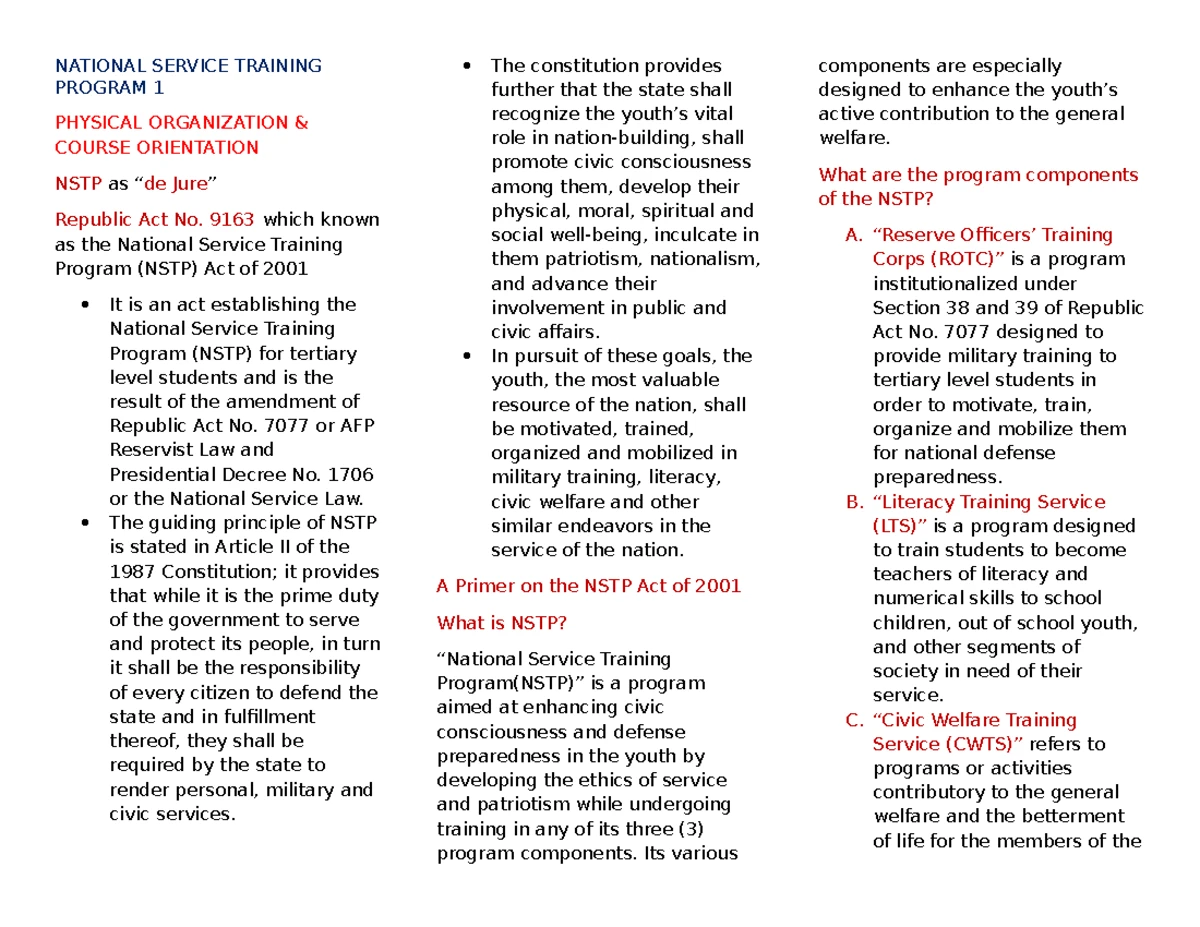 NSTP-1 Reviewer: Understanding the National Service Training Program ...