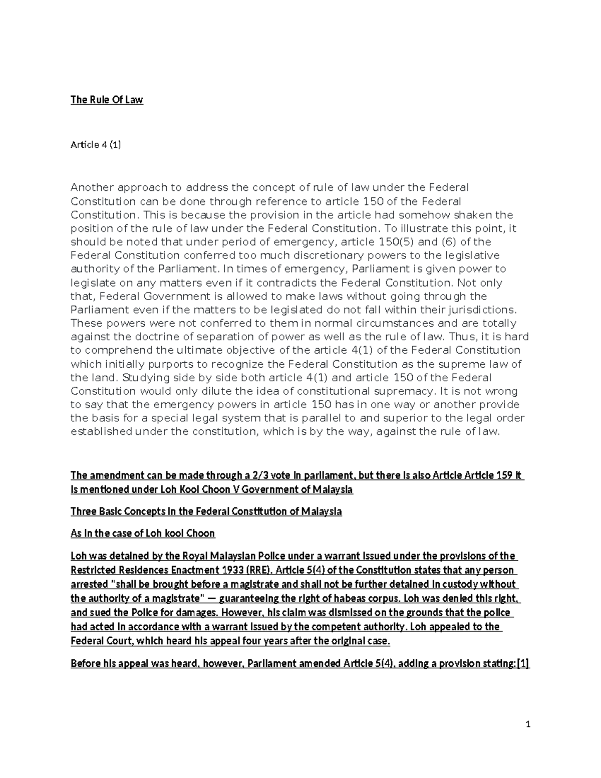 The Rule Of Law - notes - The Rule Of Law Article 4 (1) Another ...