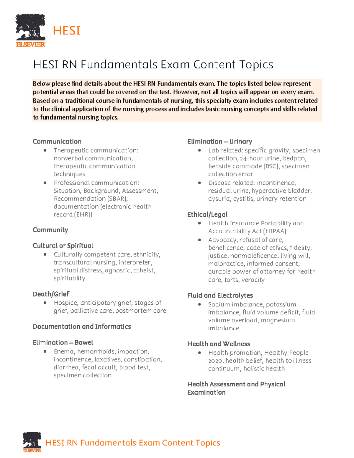 PPNC 2 HESI RN Fundamentals Exam Content Overview - Studocu