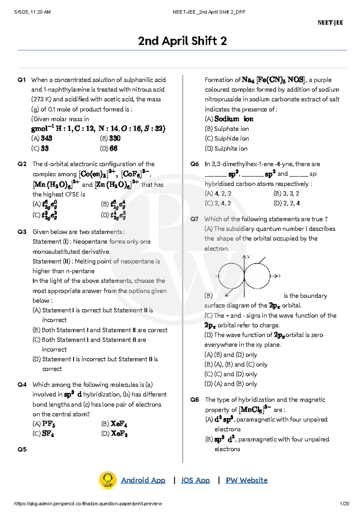 JEE Mains 2025 - April Shift 2 Detailed Solutions and Answer Key - Studocu