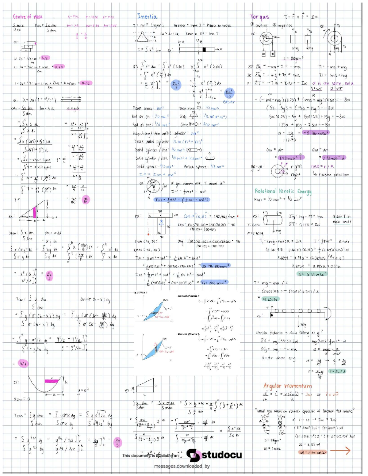 Cheat Sheet for Test 1 in Physics (PHYS 101) - Studocu