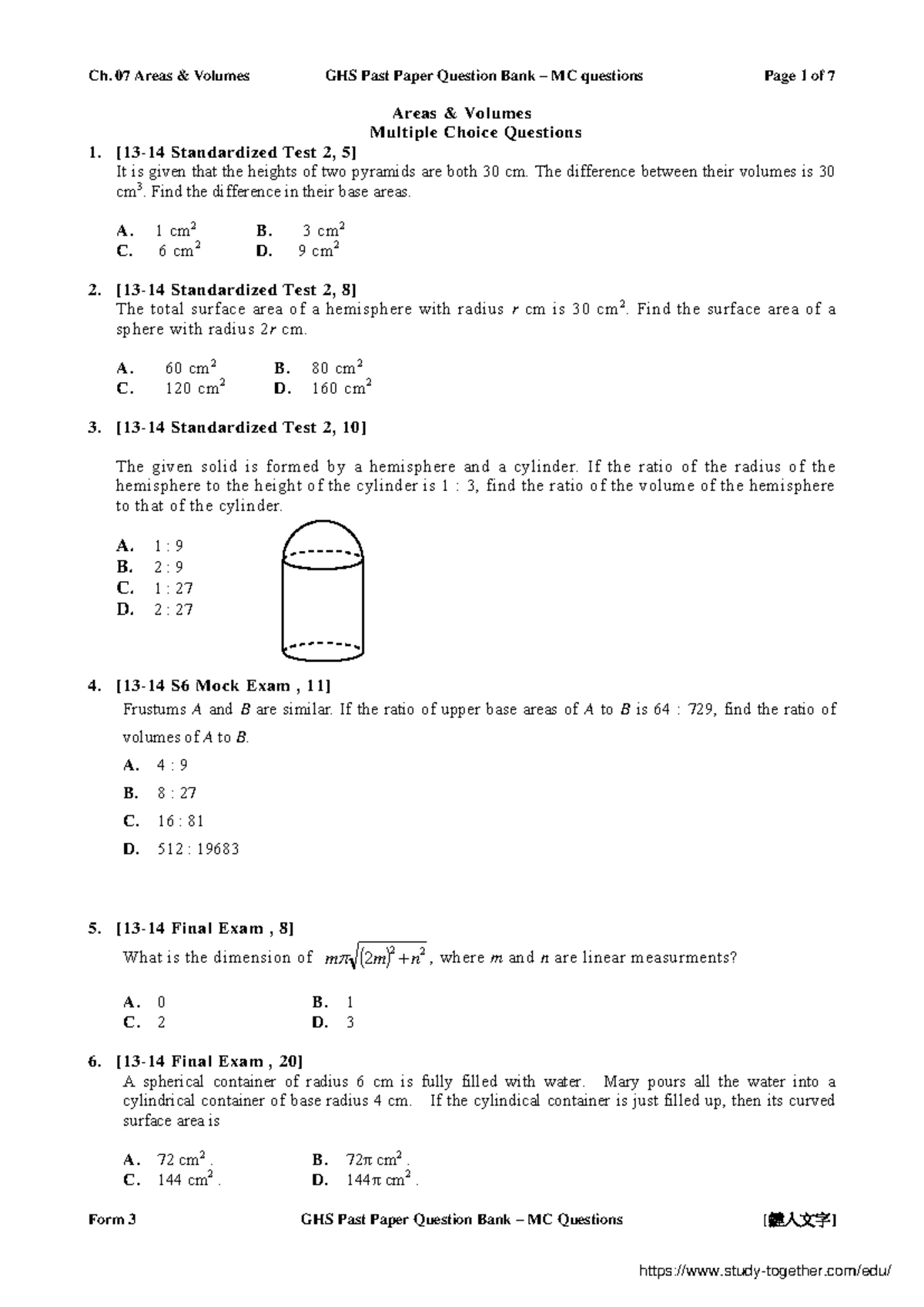 S3 2nd Term Exam Mathematics 2021-2022 - Question Paper - Studocu