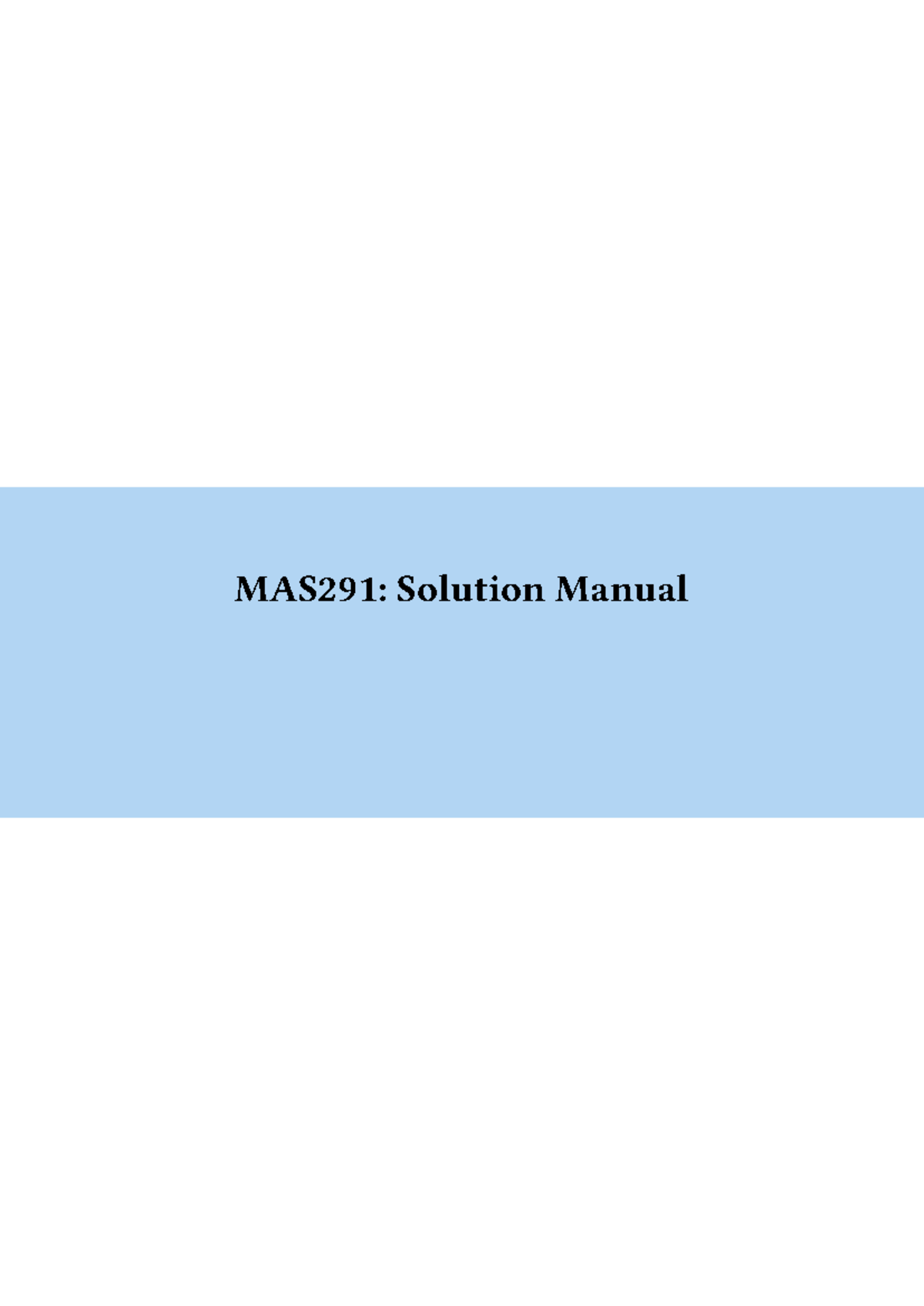 MAS291: Solution Manual 1 - Chapters 2 to 5 Overview - Studocu