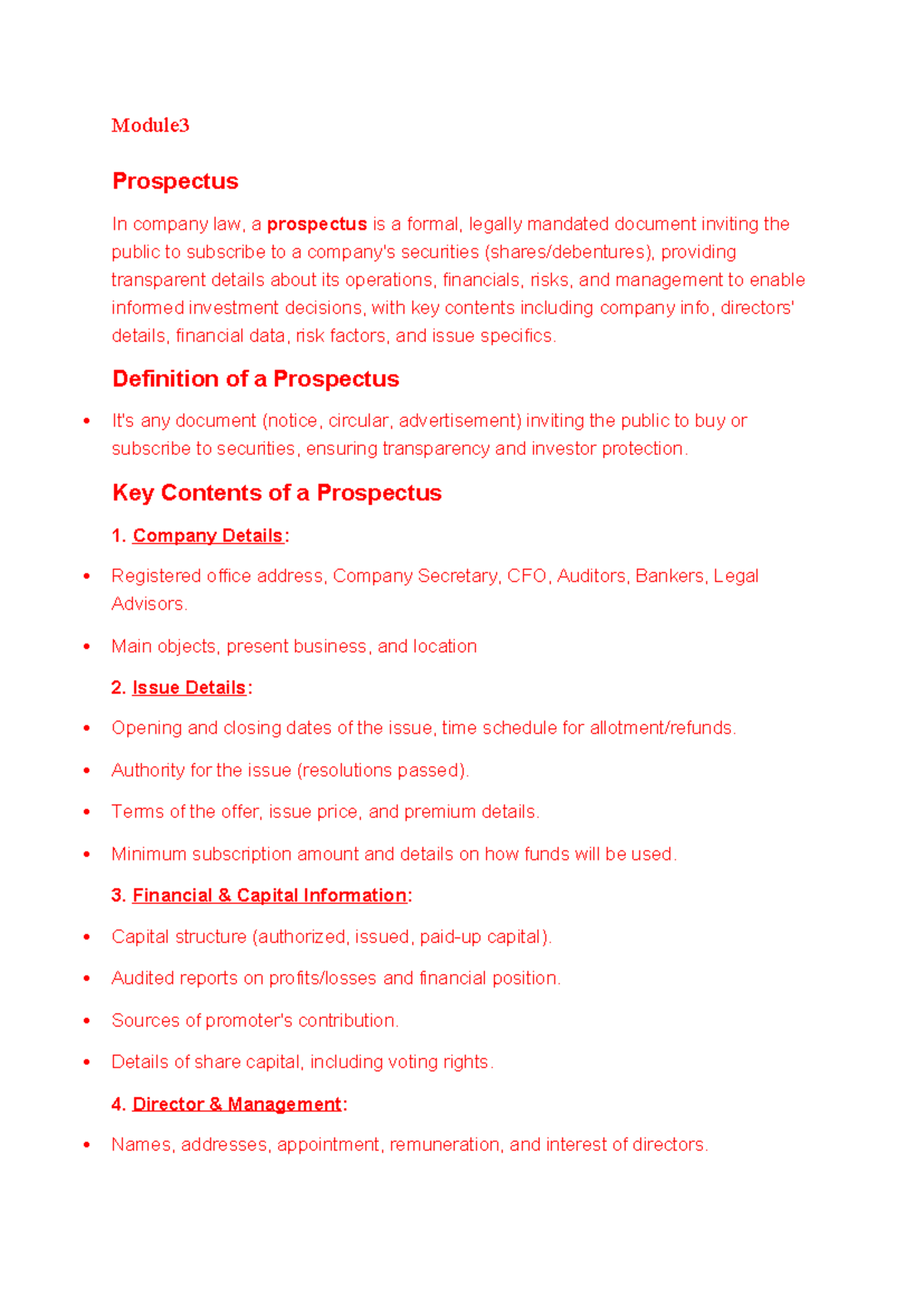 Module 3 Corporate Law: Understanding Prospectus & Share Allotment ...