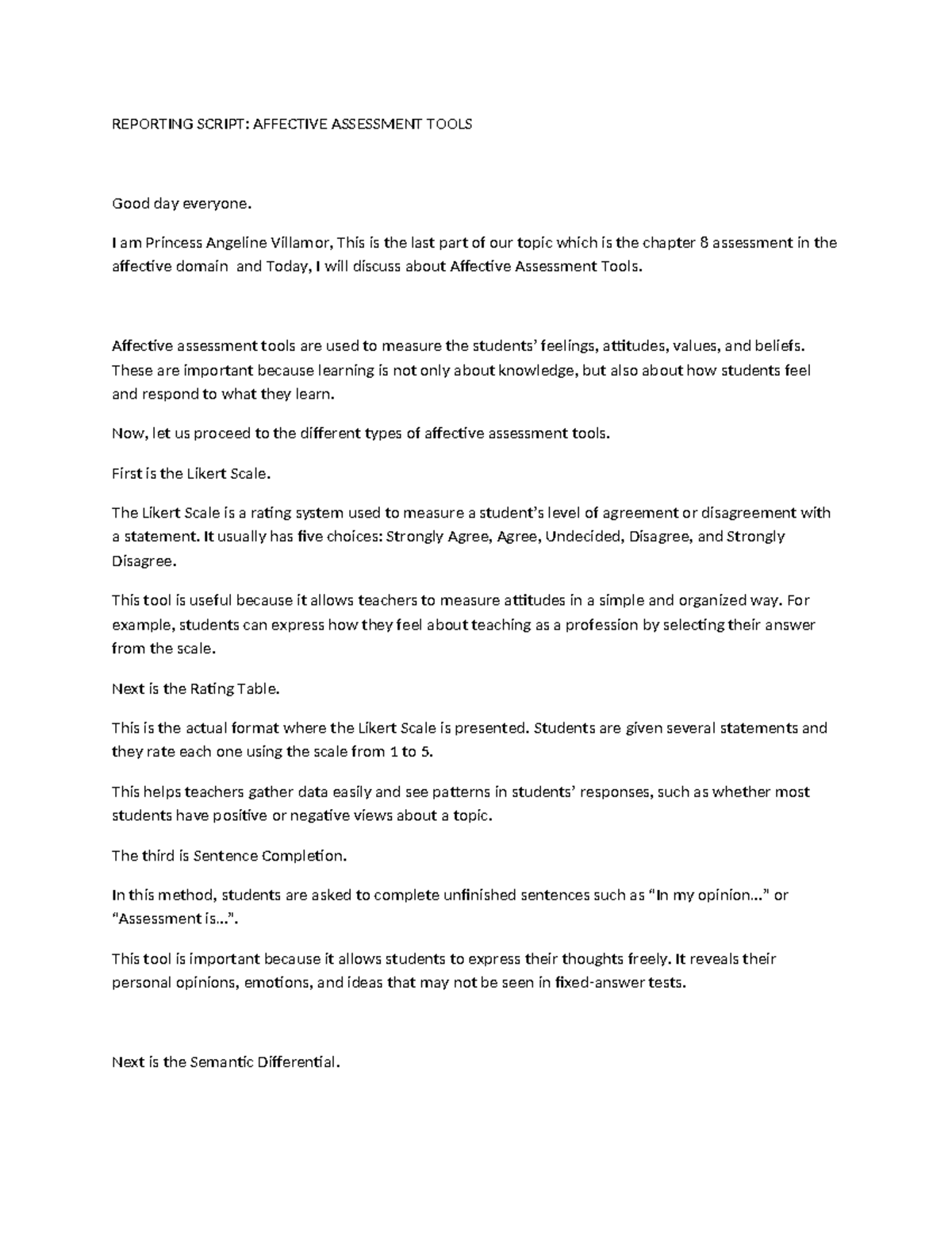 Affective Assessment Tools: Chapter 8 Overview and Insights - Studocu