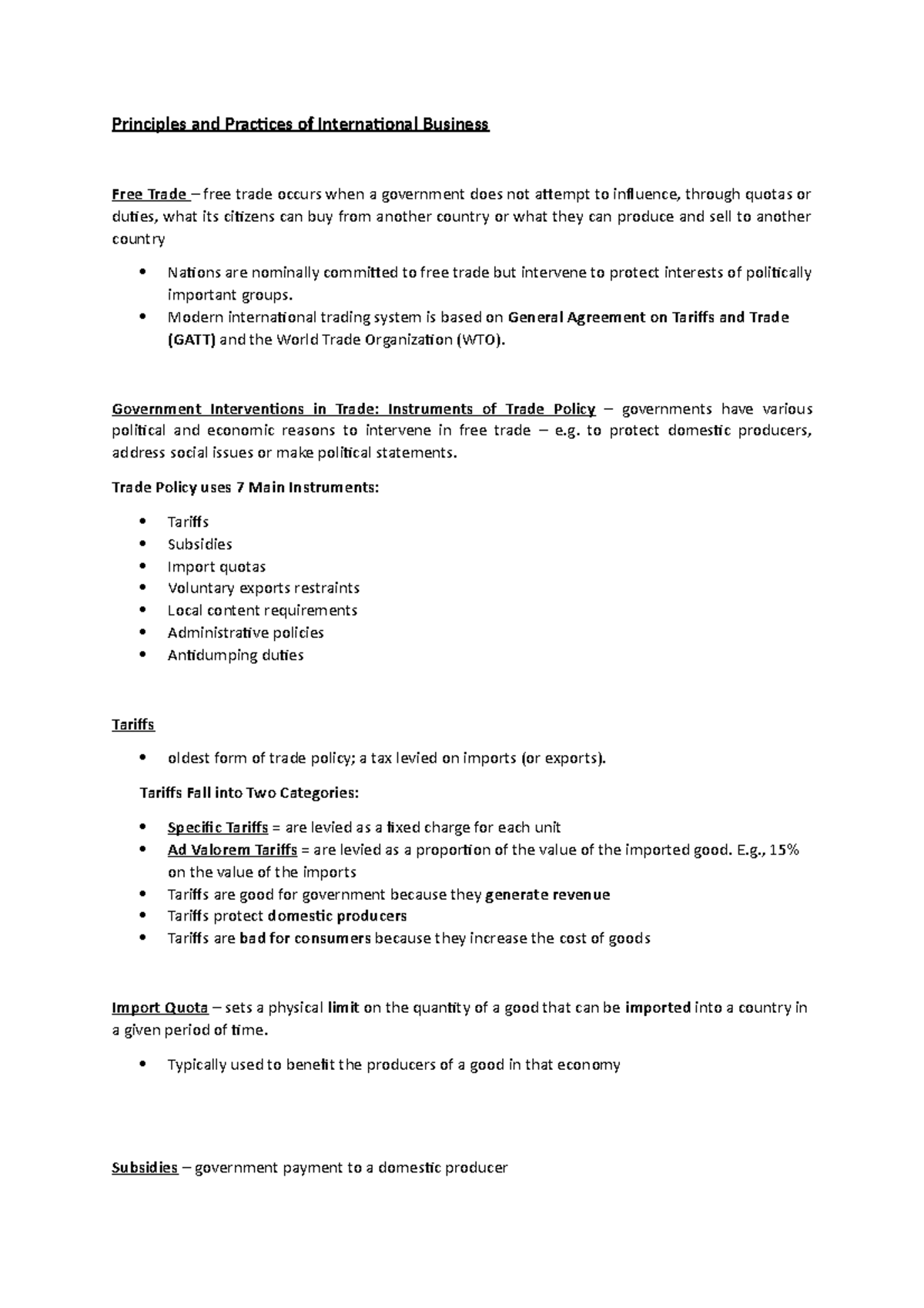 International Business Notes 6 - Principles and Practices of ...