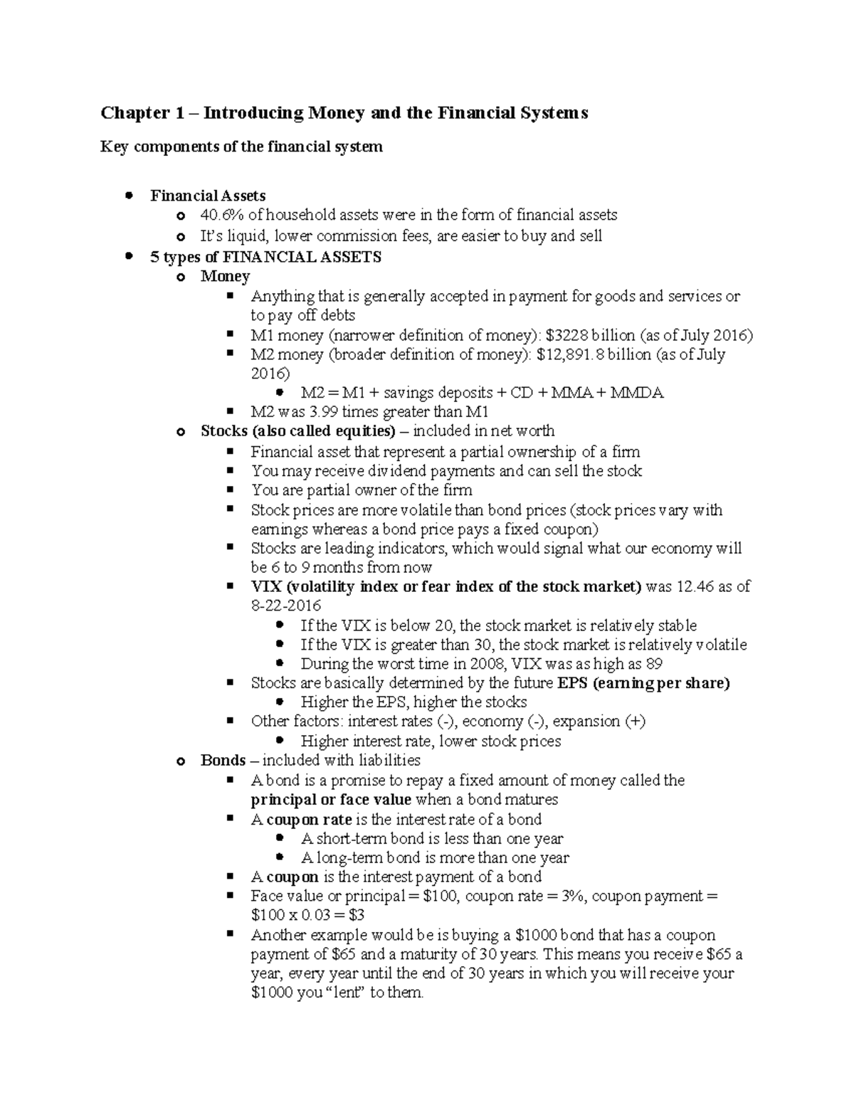 Chapter 1 - Introduction to Money & Financial Systems (FIN 101) - Studocu