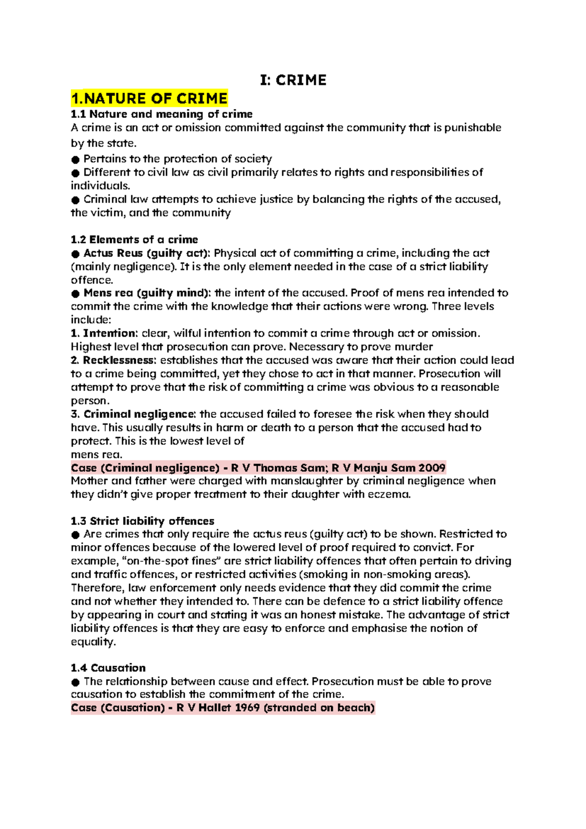 Legal Summaries: Nature of Crime and Criminal Investigation Process ...