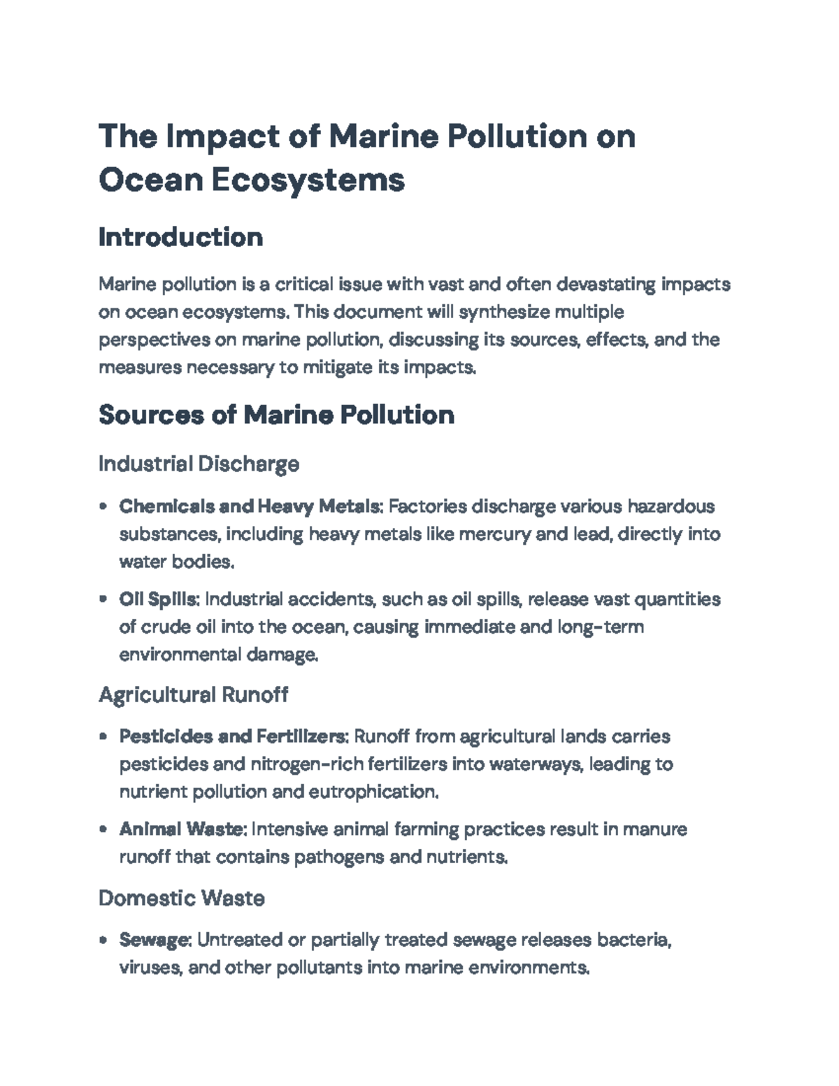 Document Title: "Marine Pollution and Its Impact on Ocean Ecosystems ...