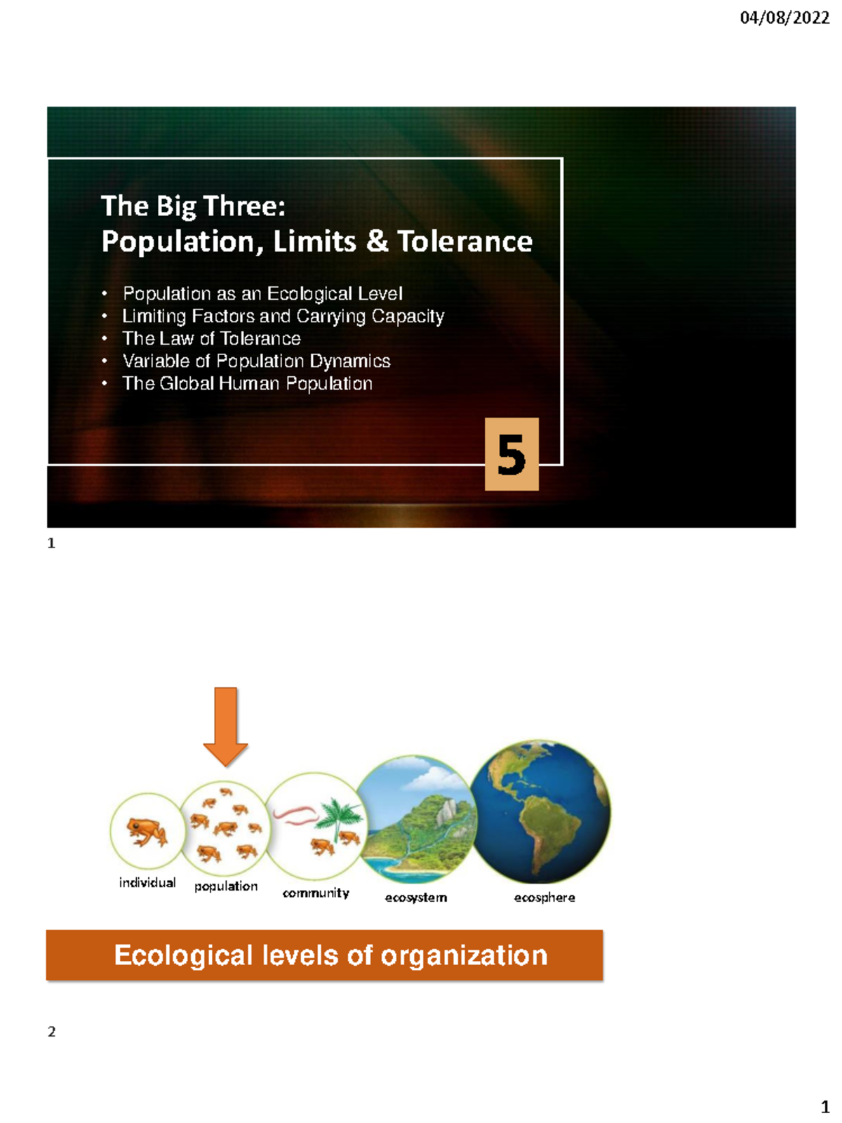 PPT - Notes on Population Dynamics and Ecological Limits - Studocu
