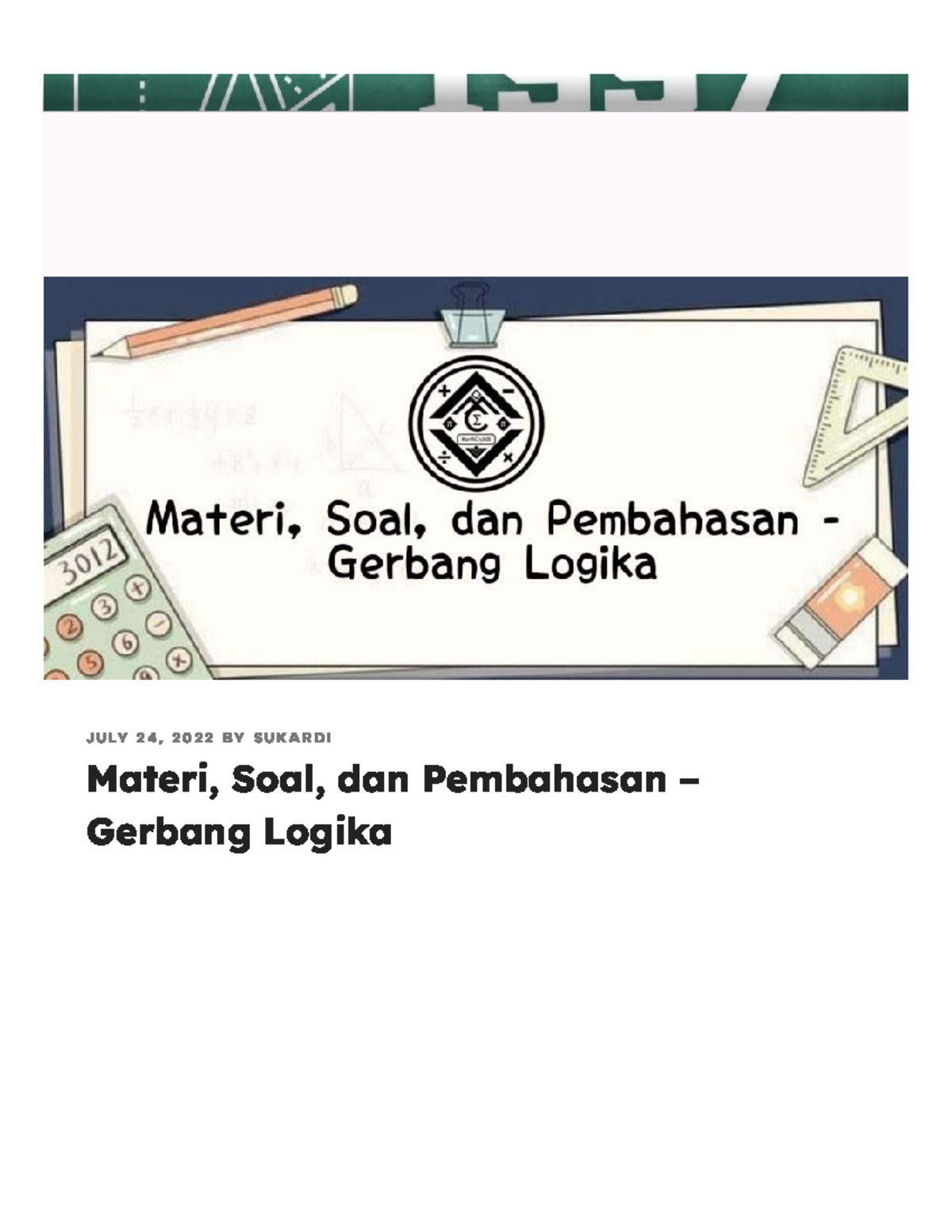 Materi dan Soal Pembahasan Gerbang Logika - Kode: LOG101 - Studocu