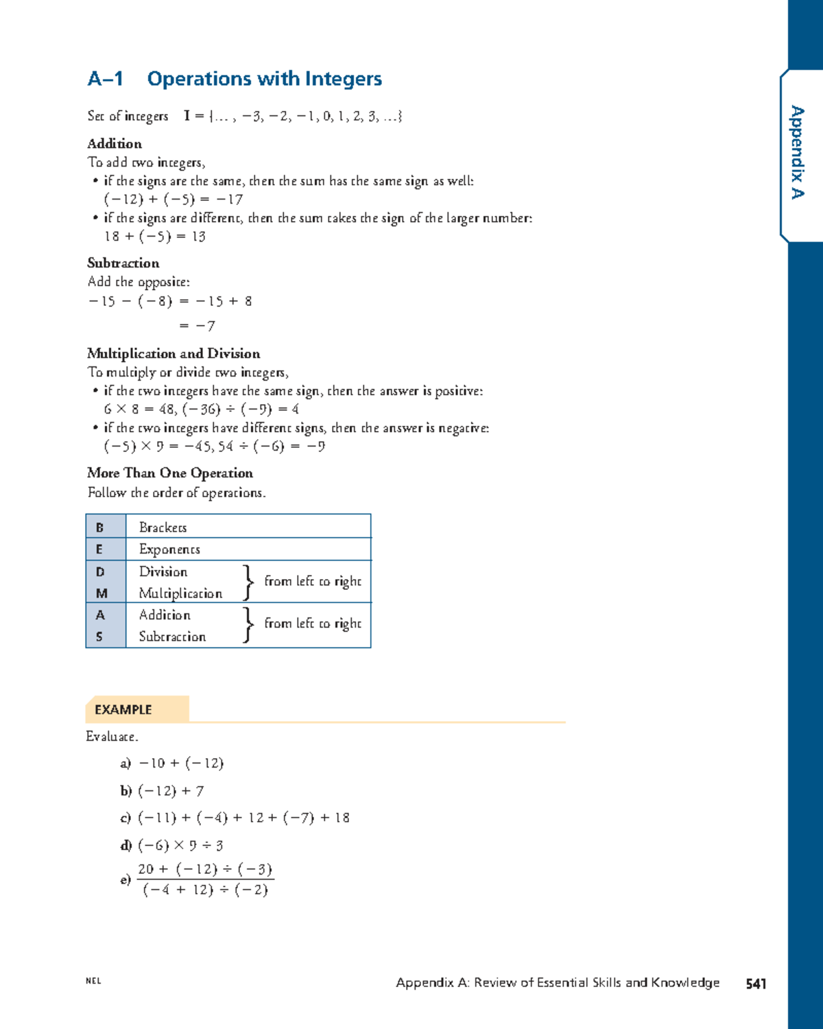 Operations with Integers: Appendix A & B Review for Math 101 - Studocu