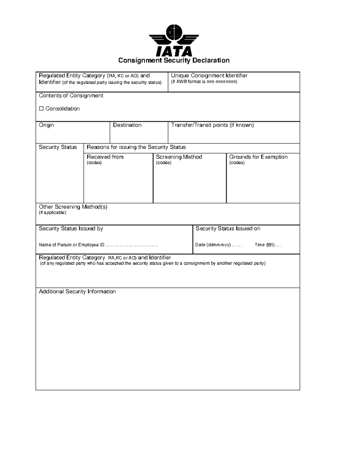 CSD-K4: Consignment Security Declaration Overview and Details - Studocu