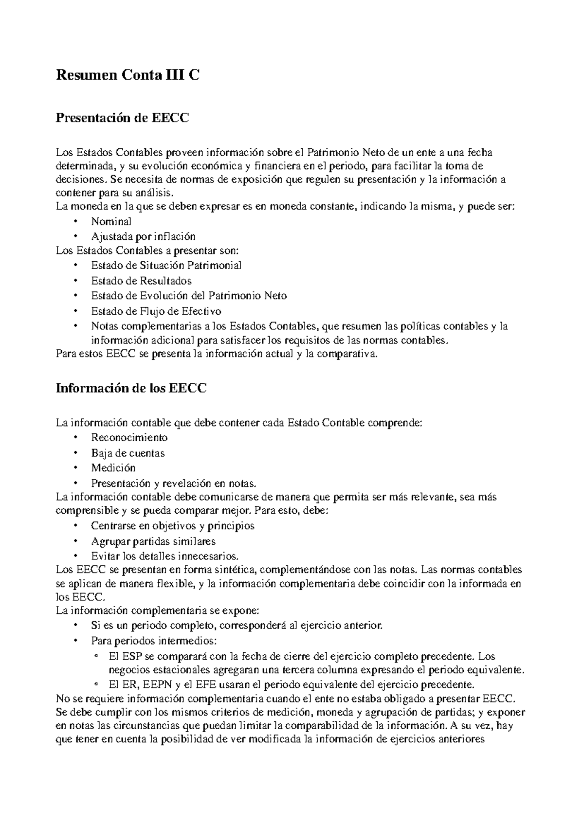 Resumen Contable III C: Estados Financieros y Normas Contables - Studocu