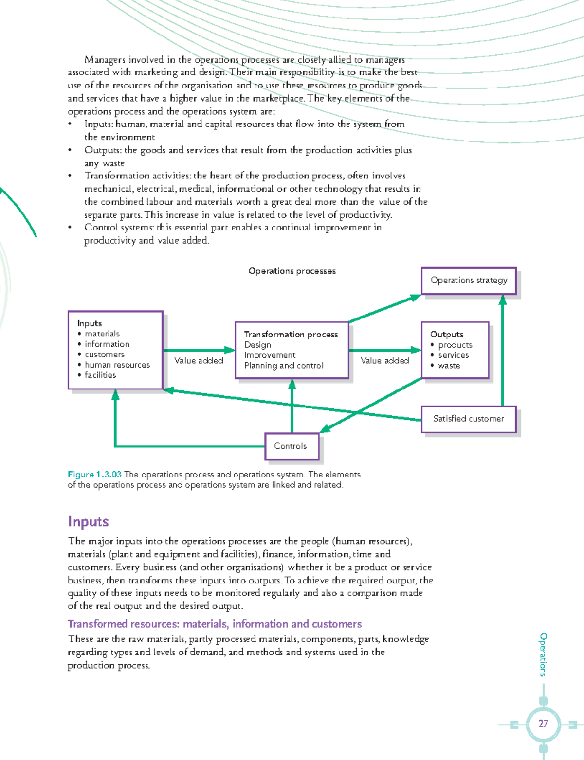 Operations Management: Inputs, Transformed & Transforming Resources ...