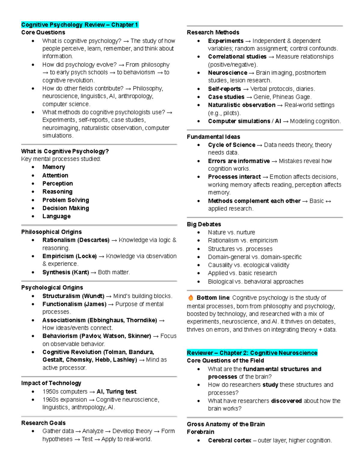 Cognitive Psychology & Neuroscience Review: Key Concepts & Methods ...