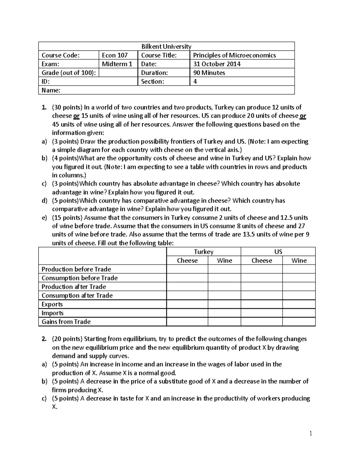 Econ 107 Midterm 1 Study Guide - Principles of Microeconomics - Studocu