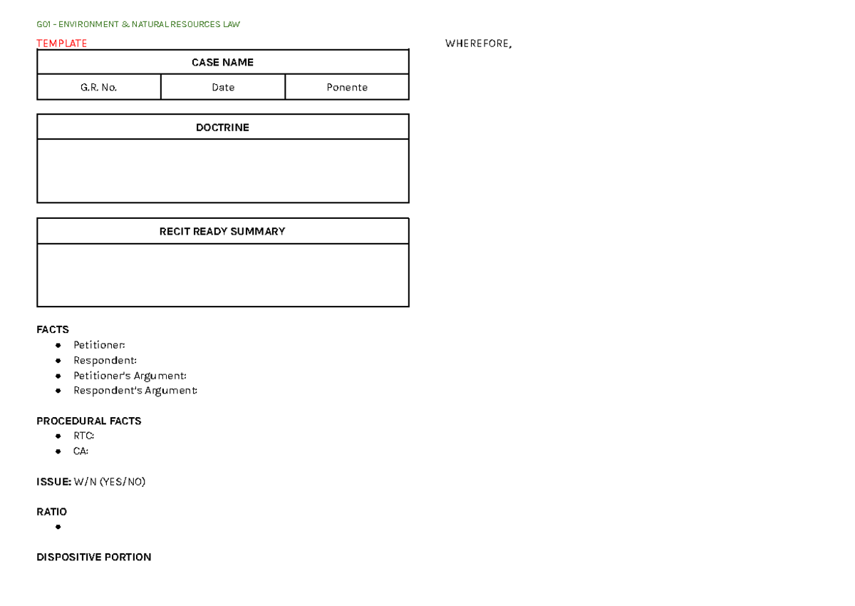 Environmental Impact Assessment Cases - TEMPLATE CASE NAME G. No. Date ...