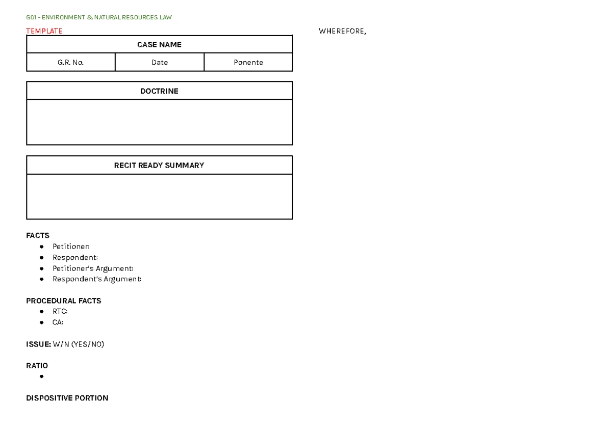 Cases Review - NATRES Legal Framework Analysis - Studocu
