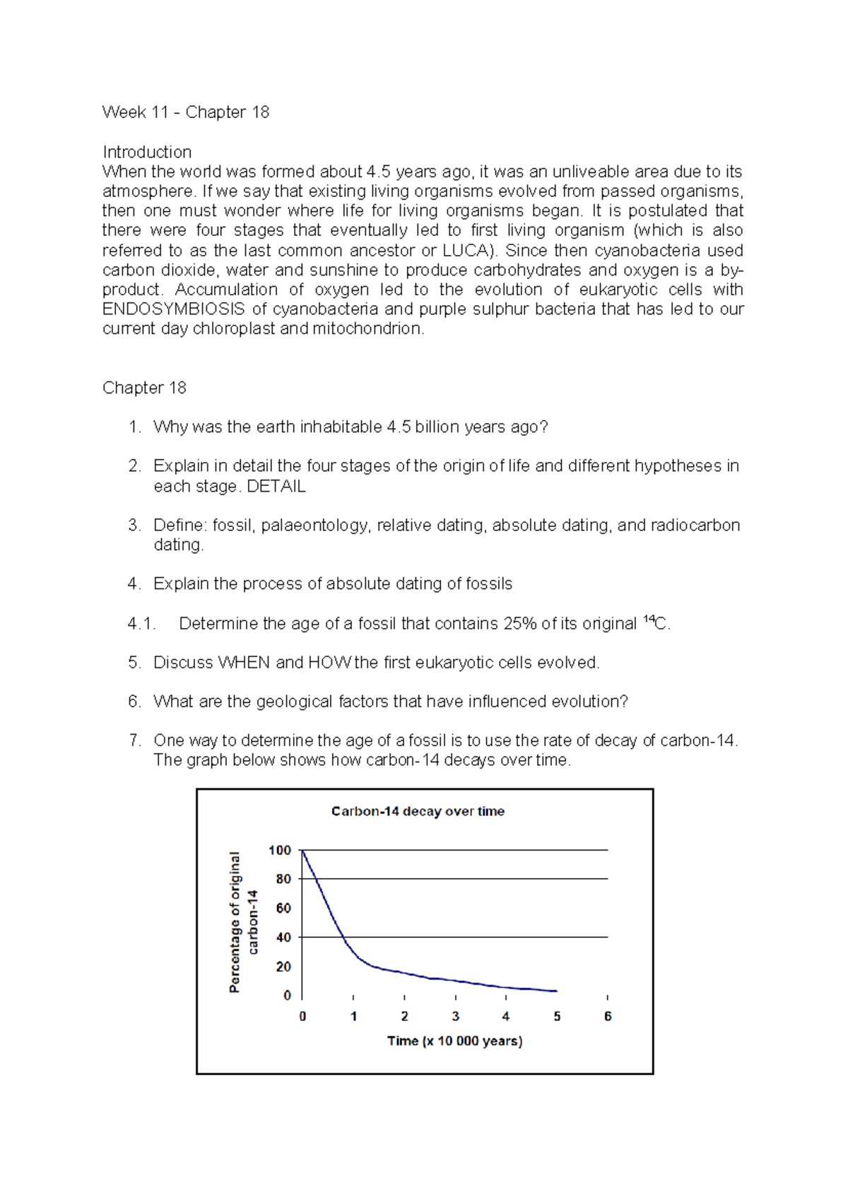 Week 11 task Chapter 18 Origin of Life - Week 11 - Chapter 18 ...