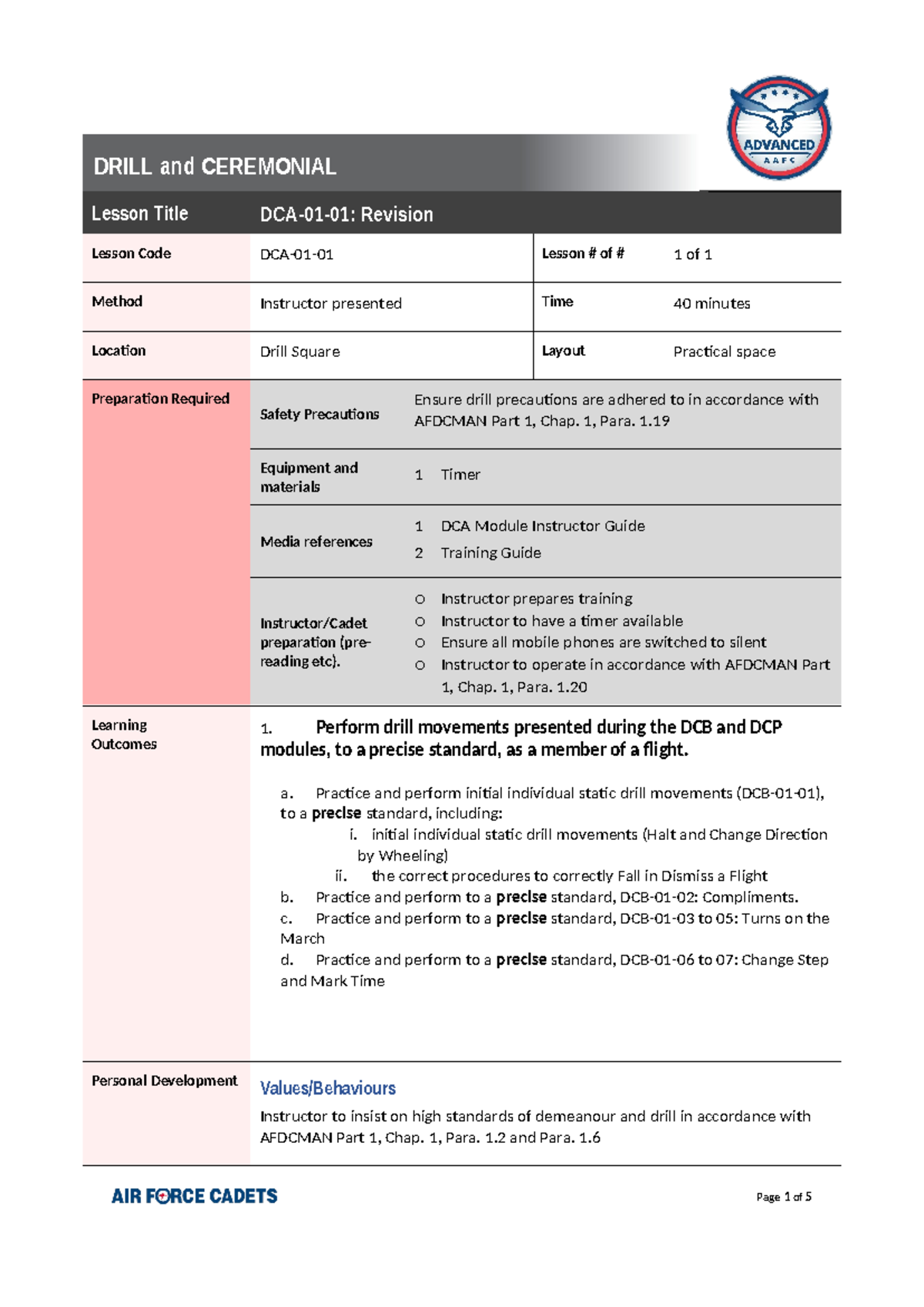 DCA-01-01 Revision Notes for Recruit Level - Australian Defence Force ...