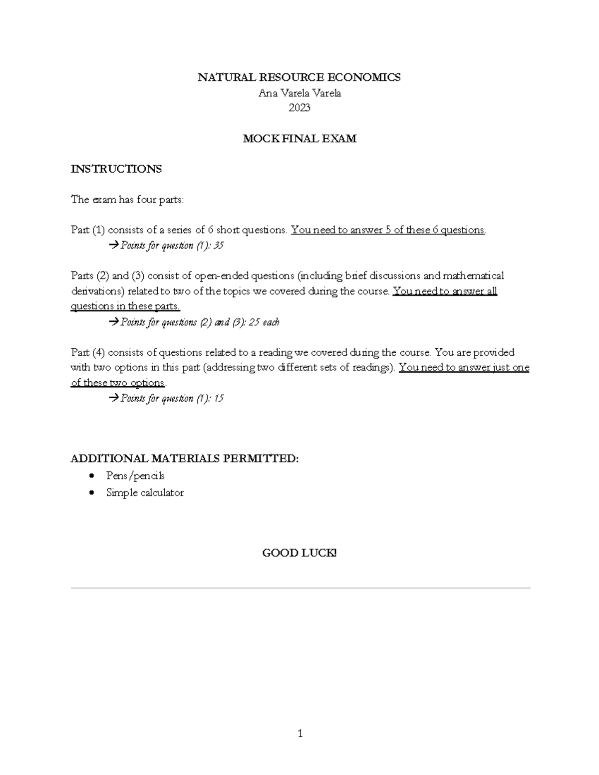 NRE B Mock Final Exam Answer Key & Study Guide - Studeersnel