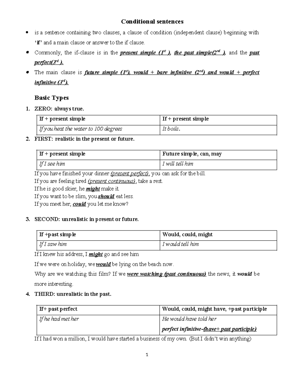 Conditional(1) - Conditional tense - Conditional sentences is a ...