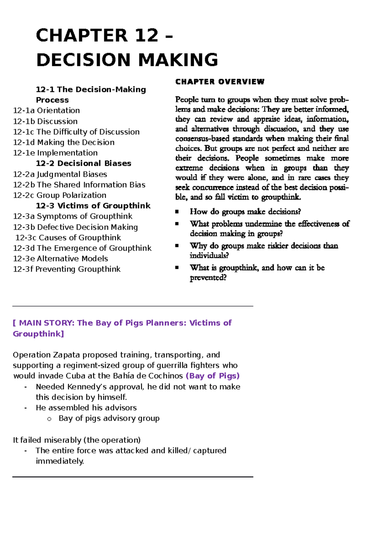 Ch 12 - Understanding Group Dynamics and Decision-Making - Studeersnel