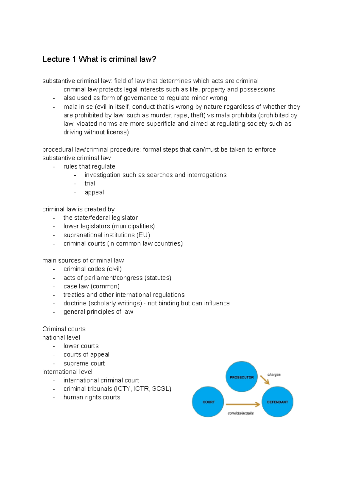 Criminal Law - Lecture Notes (CRIM 101) on Key Concepts and Theories ...
