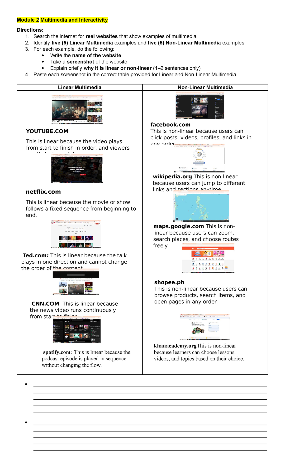 Module 2: Multimedia & Interactivity Examples Analysis - Studocu