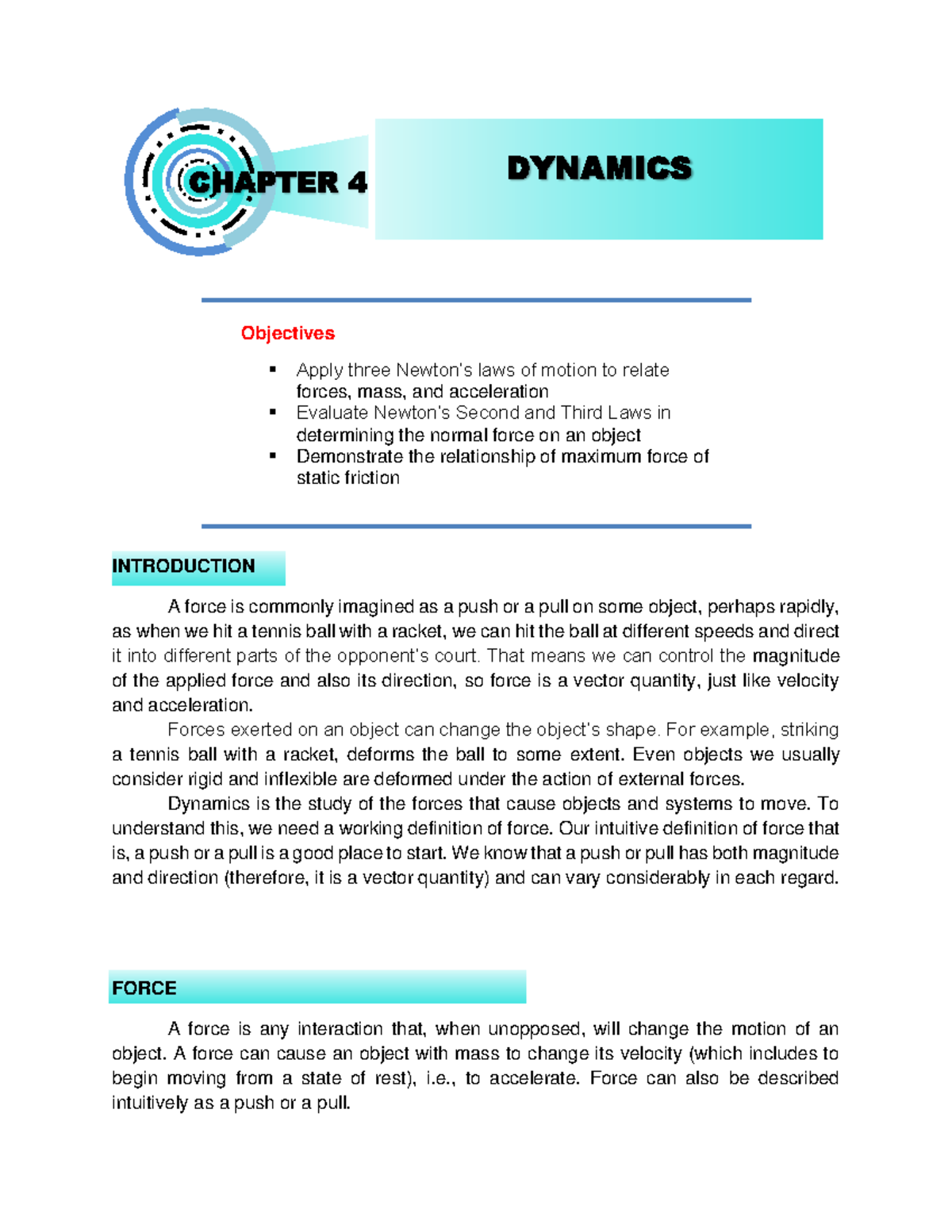 Chapter 4: Understanding Force and Dynamics in Olphysics 1 - Studocu
